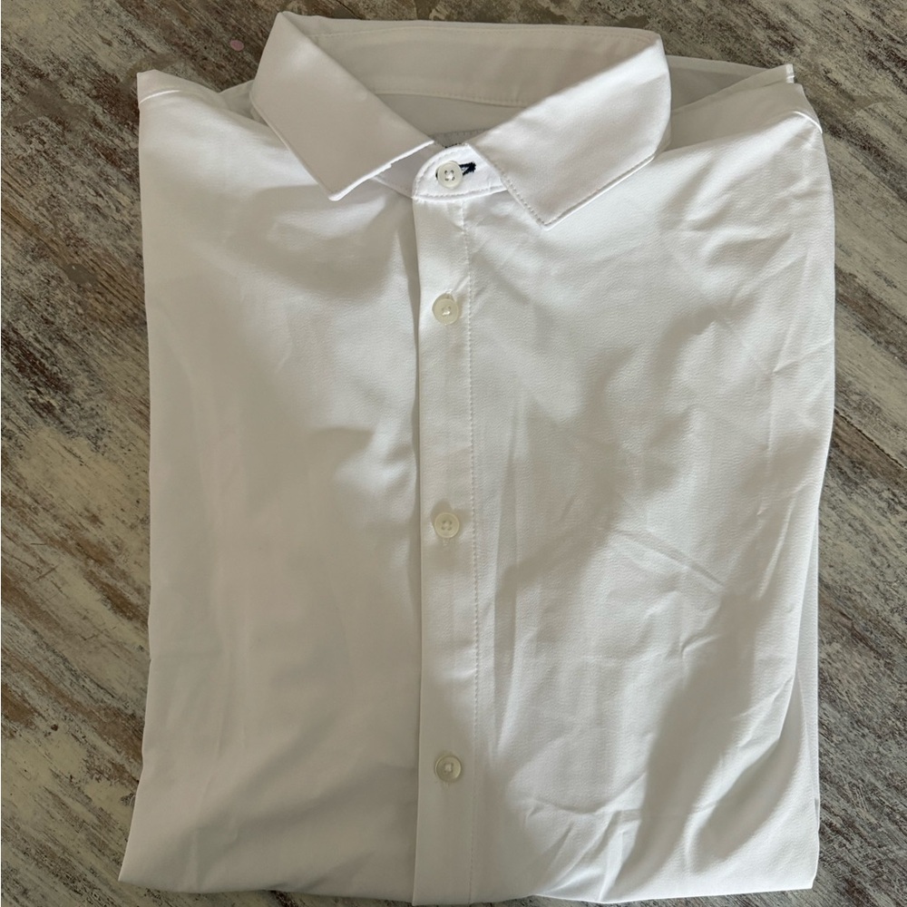 Mizzen+Main Long sleeve dress shirt white solid